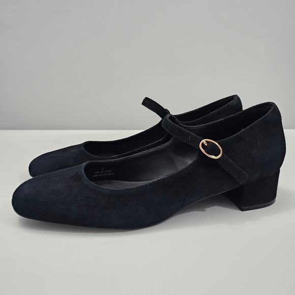 NEW Jeffrey Campbell Top Tier Mary Jane Heel Womens 10 Black Suede Classic Pump - Picture 1 of 13